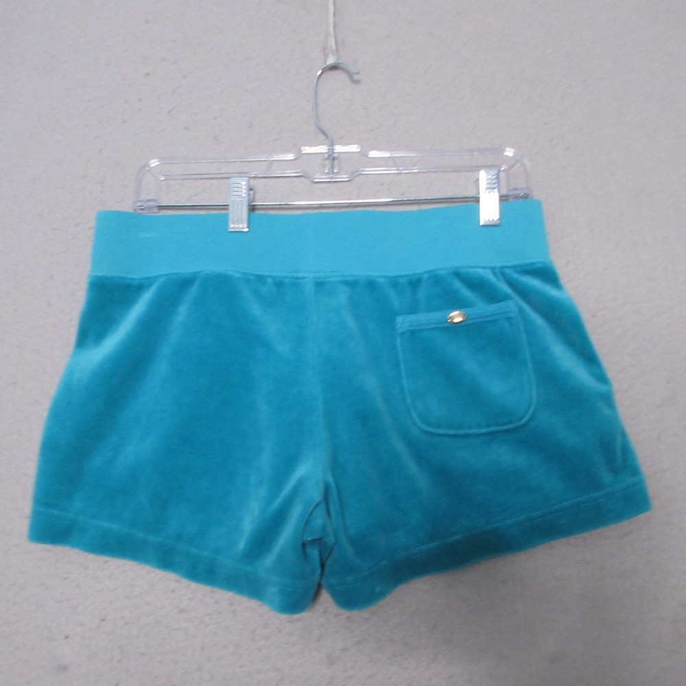 Juicy‎ Couture Shorts Small Blue Velour Y2K 90s Lounge Pull On Comfort Cozy - Picture 2 of 9